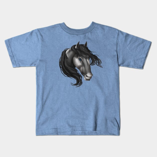 Horse Head - Gray Paint Kids T-Shirt by FalconArt